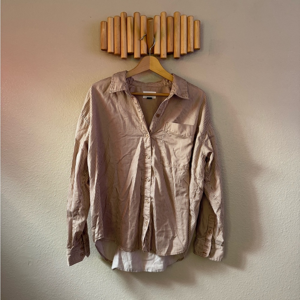 American Eagle Outfitters Brown Striped Shirt